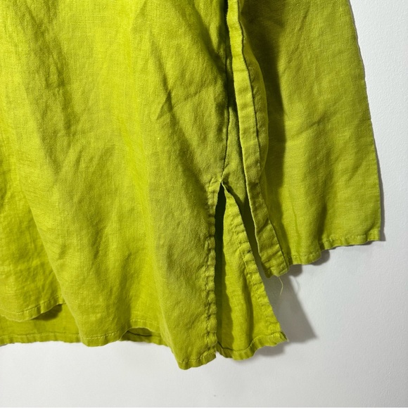 Liz and Jane Linen Lagenlook Chartreuse Hooded top medium - Picture 2 of 6